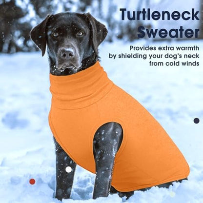 IECOii 4XL Dog Sweater - Stretch Fleece Sweater with Turtleneck,Orange