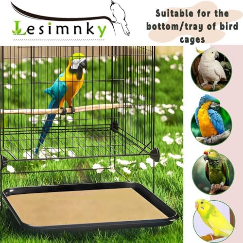 Bird Cage Liner 50-Pack 17” x 11” Gravel Paper Cuttable Pet Sandpaper Special for Bird Cage in Sea Sand, Easy Clean Pet Sandpaper Calcium Paper for Birdcage Parrots Cockatiels (50)