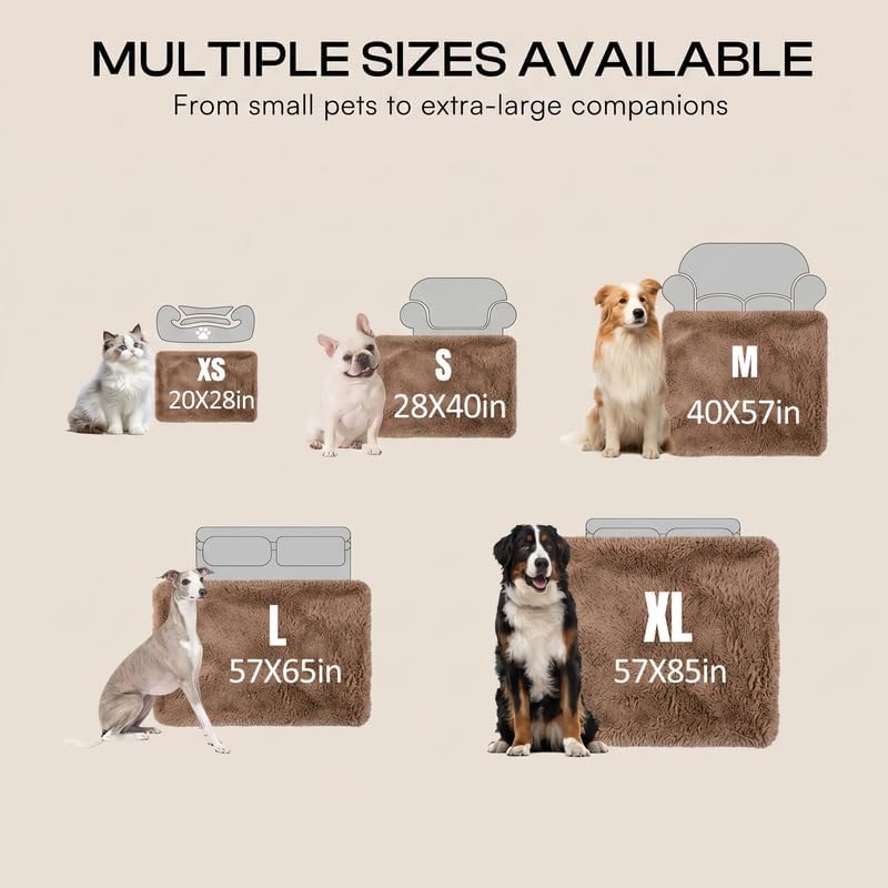 Pet Blankets Waterproof Fluffy Fleece Blanket Cat Dog Blankets Liquid Pee Proof Throw Blanket Reversible Furniture Protector Cover Washable for Couches Beds Sofa 65"x57" Brown