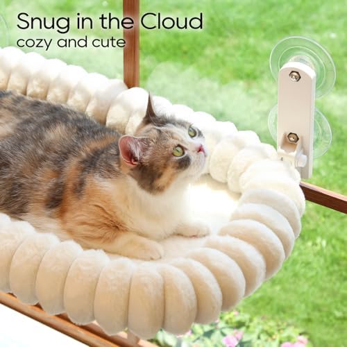 Zakkart SnugCloud Foldable Cat Window Perch (Cream White, L)