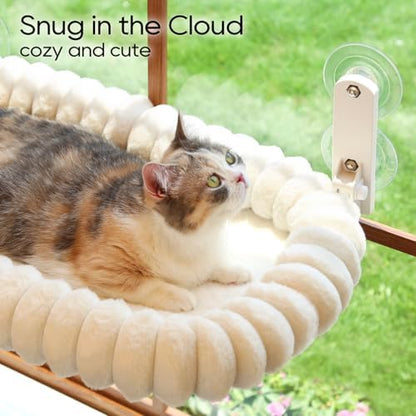 Zakkart SnugCloud Foldable Cat Window Perch (Cream White, M)
