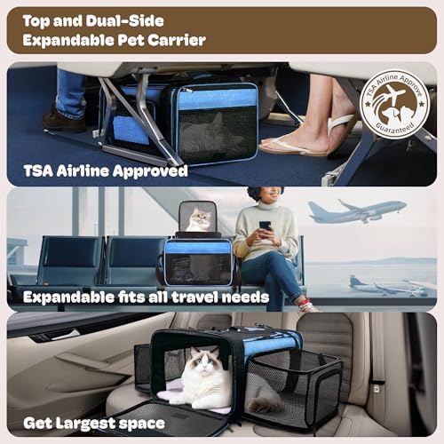 Top and 2 Sides Expandable Cat Carrier 18x13.5x9.5 TSA Airline Approved