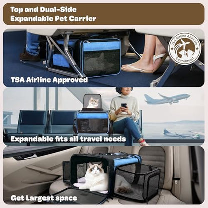 Top and 2 Sides Expandable Cat Carrier 18x13.5x9.5 TSA Airline Approved
