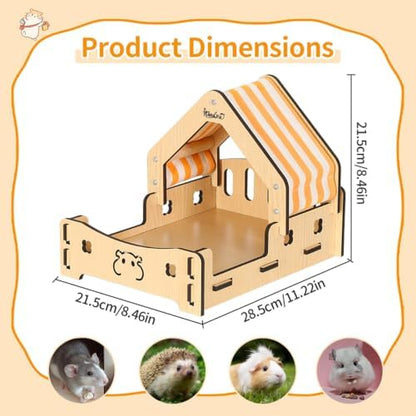Wooden Guinea Pig Hideout Bunny House Rabbit Bed – Small Animal Habitat