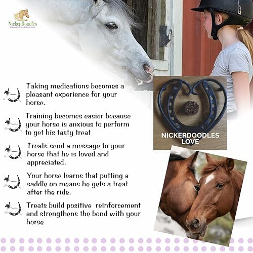NickerDoodles Horse Treats - 2 lb Pail - Effortlessly Give Medications with Our Soft Baked Treats - Training Treats are The Perfect Motivator - No Additives or Preservatives