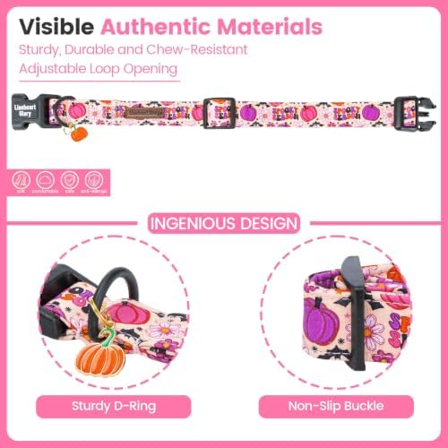 Fall Dog Collar, Halloween Pumpkin Floral Design Pet Collar for Small Dogs