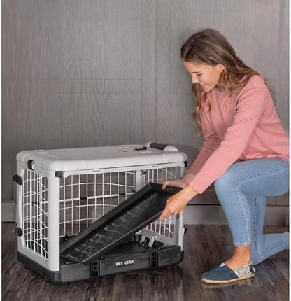 Pet Gear The Other Door 4 Door Steel Crate for Dogs/Cats, 27", Fog