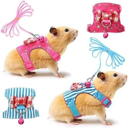 SATINIOR 2 Pieces Small Hamster Harness and Leash Set,S,Blue, Pink