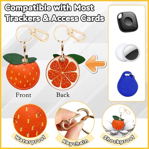 Leather Keychain Holder Case for AirTag, Cute Protective Cover for Apple Airtag KeyChain, GPS Tracker Item Finder