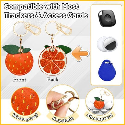 Leather Keychain Holder Case for AirTag, Cute Protective Cover for Apple Airtag KeyChain, GPS Tracker Item Finder