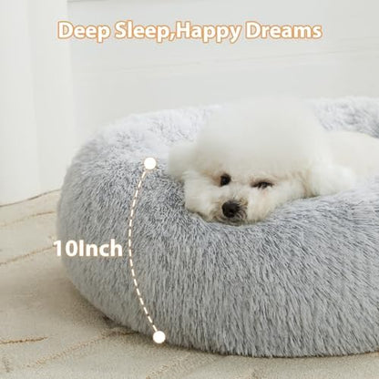 WNPETHOME Medium Round Calming Dog Bed Cat Bed for Comfy Sleep
