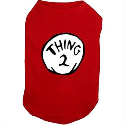 Dog Shirts for Pet Clothes Soft Breathable Puppy Shirts Pop Culture Thing 1 to Thing 9 Printed Pet T-Shirt (RED-2, XX-Large)