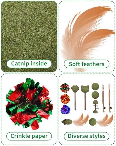 PET SHOW 12 Pack Catnip Toys for Indoor Cats Kitten Crinkle Balls