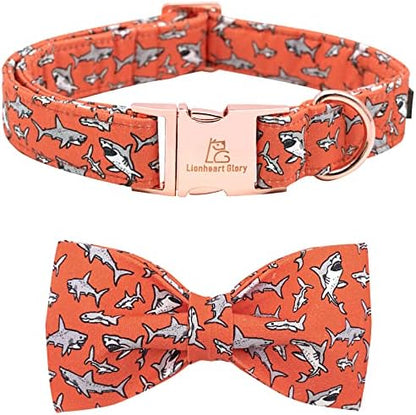 Lionheart Glory Shark Print Bow Tie Collar - Adjustable for Large Dogs, Girl or Boy Pet Gift
