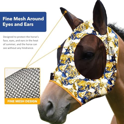 Harrison Howard Super Comfort Stretchy Fitting Horse Fly Mask with UV Protection Soft on Skin with Breathability Luxe Vibe Pony