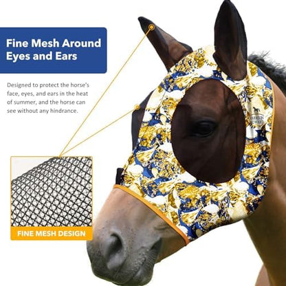 Harrison Howard Super Comfort Stretchy Fly Mask Large Eye Space with UV Protection Soft on Skin with Breathability Luxe Vibe L Full Size