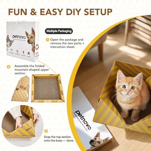 Petnovo Cat Scratcher Bed, Foldable Collapsible Design, Outdoor Cat Bed
