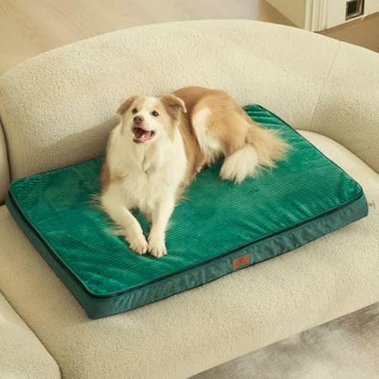 LIORCE Memory Foam XL Dog Bed - 4” Thick Orthopedic Beds for Extra Large Dogs - Waterproof Dog Bed with Removable Washable Cover & Wrap-Around Zipper - Ultimate Comfort and Easy Maintenance, Green