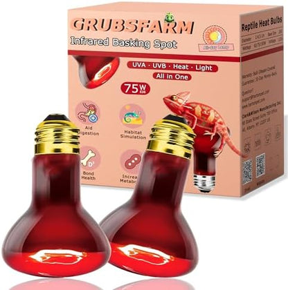 Reptile Red Heat Bulb,75W Infrared Heat Lamp for Reptile Habitats