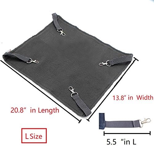 2 Sides Cat Kitty Hammock Hanging Bed - Waterproof Hammock Fleece Warm Swing Bed for Cat Ferret Rabbit Bunny Small Animal Cage Hammock (Large, Blue)