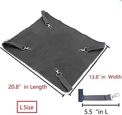 2 Sides Cat Kitty Hammock Hanging Bed - Waterproof Hammock Fleece Warm Swing Bed for Cat Ferret Rabbit Bunny Small Animal Cage Hammock (Large, Blue)