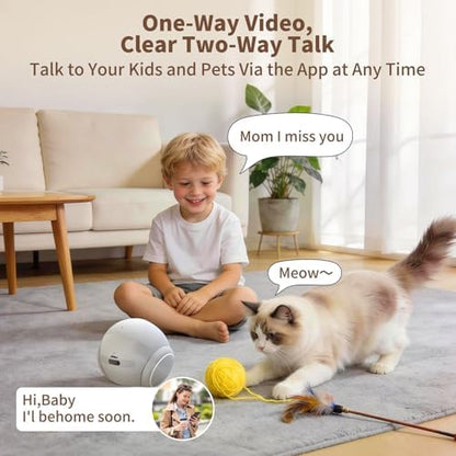 1080P Moving Pet Robot Camera, Smart Home Security Robot with Auto Tracking, Night Vision, 2-Way Audio, Auto-Recharge, Motion Alerts, App Control for Pet, Baby & Elderly Care, White