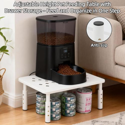 2 Pack Cat Food Stands, White Adjustable Stand for Cats & Dogs