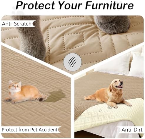 hyha Waterproof Reversible Dog Blanket, Pet Blanket for Sofa Couch