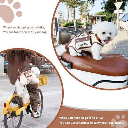 Wakytu Dog Lift Harness Dog Carrier VES Harness Adjustable Leash with Small Puppy Treat Bag,Fits Most Cars,XS