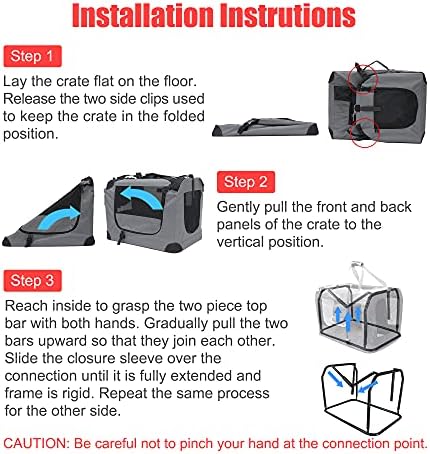 Prutapet Large Cat Carrier 24"x16.5"x16.5" Portable Dog Crate for Small Medium Dogs Collapsible Traveling Pet Crate with Collapsible Bowl
