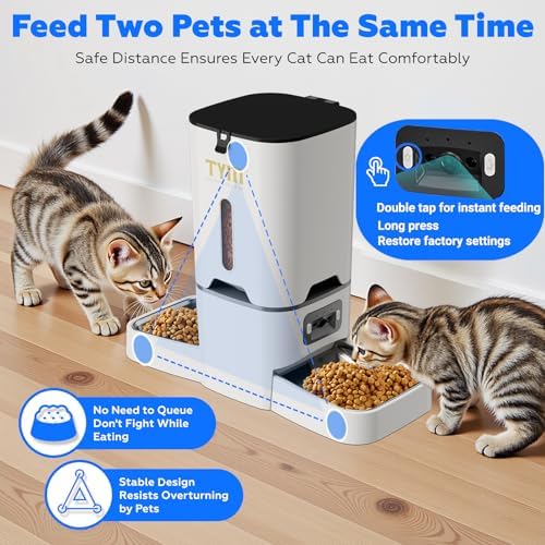 Automatic Cat Feeder with 2 HD Camera for 2 Cats, 7L Large Food Dispenser