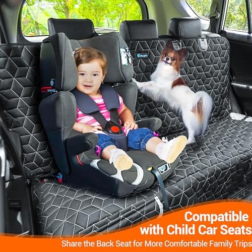 Meginc Dog Car Seat Cover-Waterproof Bench Back Seat Protector for SUV&Cars