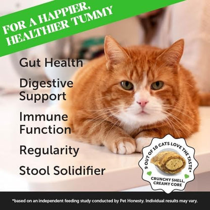 Cat Probiotics Crunchy Creamy Chews for Digestive Health - Cat Constipation + Occasional Diarrhea Relief - Daily Probiotics for Cats with Prebiotics Fiber Gut Flora Sensitive Stomach (30-Day Supply)