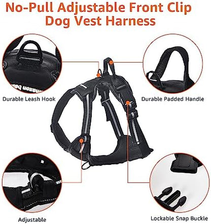 Amazon Basics No-Pull Dog Harness, Soft Padded Adjustable Vest with Reflective Stripes, Sturdy, X-Large, Black