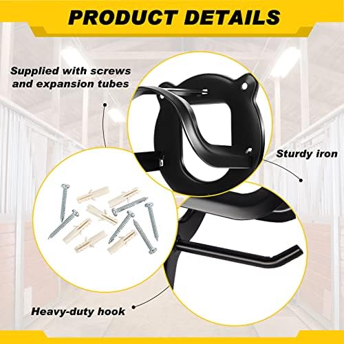 Dunzy 3 Pcs Bridle Hooks Horse Bridle Rack, Black