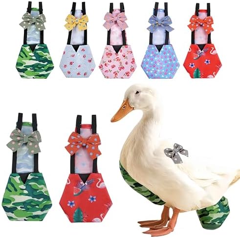 2 Pack Chicken Diapers for Hens, Roosters, Diapers for Ducks, Ducklings, Reusable Pet Diaper with Bow Ties Waterproof Poultry Nappies Pet Clothes for Geese Pet Ducks-Camouflage&Red,L