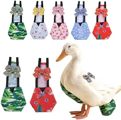 2 Pack Chicken Diapers for Hens, Roosters, Diapers for Ducks, Ducklings, Reusable Pet Diaper with Bow Ties Waterproof Poultry Nappies Pet Clothes for Geese Pet Ducks-Camouflage&Red,S