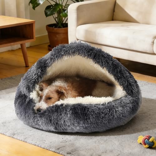 NOYAL Hooded Donut Bed, Calming Cave for Cats & Small Dogs
