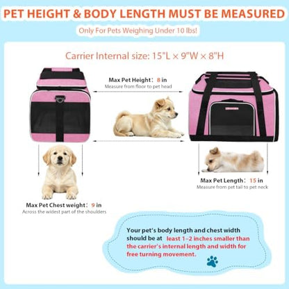 Petskd Top and Side Expandable Small Pet Carrier Airline Approved, Pink