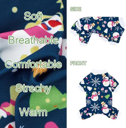 XPUDAC 4 Pack Christmas Dog Pajamas Comfy Dog Clothes for Small Medium Dogs Girl Boy Holiday Pet Outfit Winter Puppy Jumpsuits Pet Pjs Apparel, 2XL