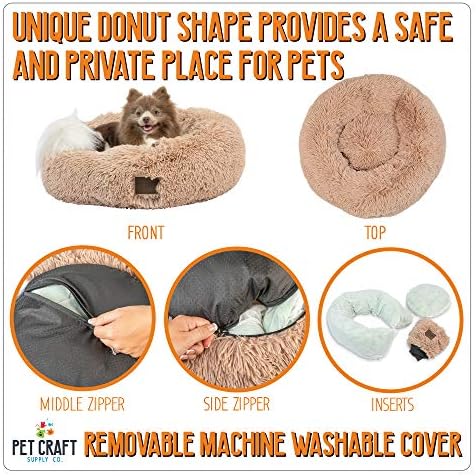 Pet Craft Supply Ultra Plush Calming Anti-Anxiety Pet Bed - Includes Super Soft Comfort Blanket - Great Medium Dog, Puppy and Cat Bed