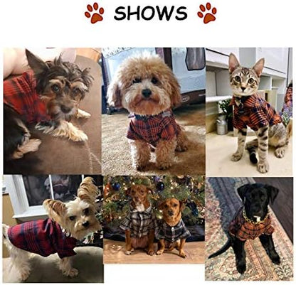 Dog Plaid Shirt for Small Dogs & Cat Snap Clothes Collared Tee Red#2 - XS