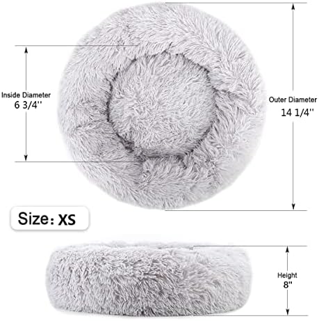 NOYAL Donut Dog Bed for Small Medium Pets, Plush Calming Faux Fur