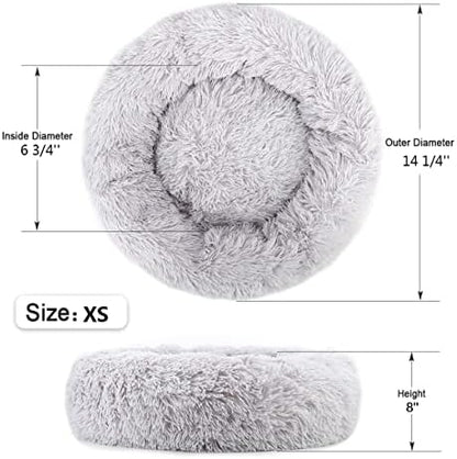 NOYAL Donut Dog Bed for Small Medium Pets, Plush Calming Faux Fur