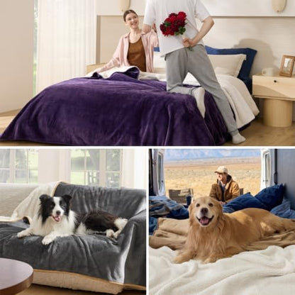 Bedsure Waterproof Blanket for Bed Soft Sherpa Fleece Throw,King 108"x86"