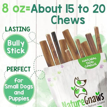 Nature Gnaws Thin Bully Sticks 5-6" Rawhide Free Dog Chews, 8 oz