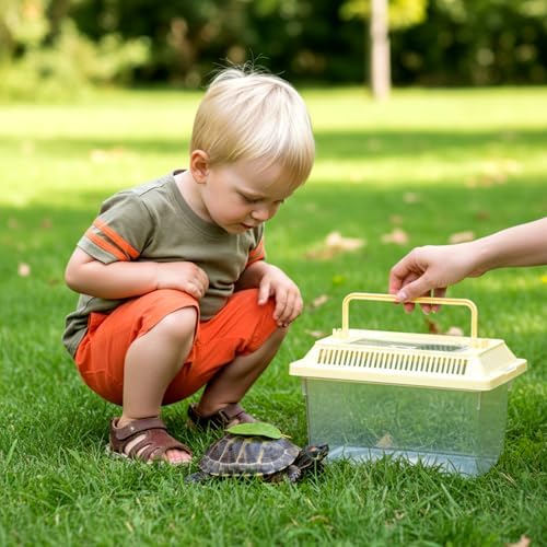 12 PCS 7"×4.3"x4.3" Large Plastic Reptile Terrariums Carrier Cage Snake Breeding Box Hatching Container Clear Fish Tank with Ventilated Lid for Spider, Tarantula, Hermit Crab, Lizard, Turtle