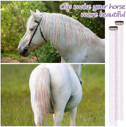Juexica 18Pcs Horse Bling Accessories Clip in Hair Extension, Multicolor