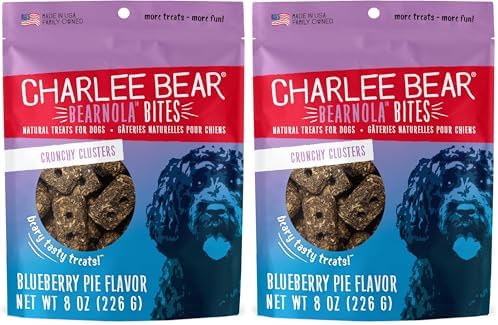 Charlee Bear Bearnola Bites Dog Treats, Blueberry Pie Flavor, 8oz (Pack of 2)