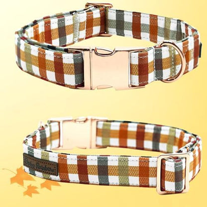 Dog Collars, Autumn Fall Plaid Print Pet Collar Durable Metal Cute Puppy Collar Soft Collars Adjustable Dog Collar for Small Dogs